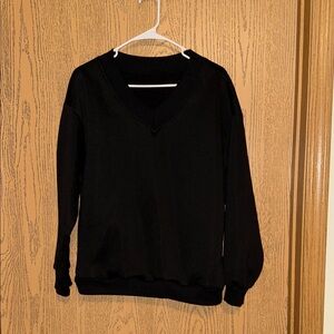 SHEIN Black V-Neck Sweatshirt
